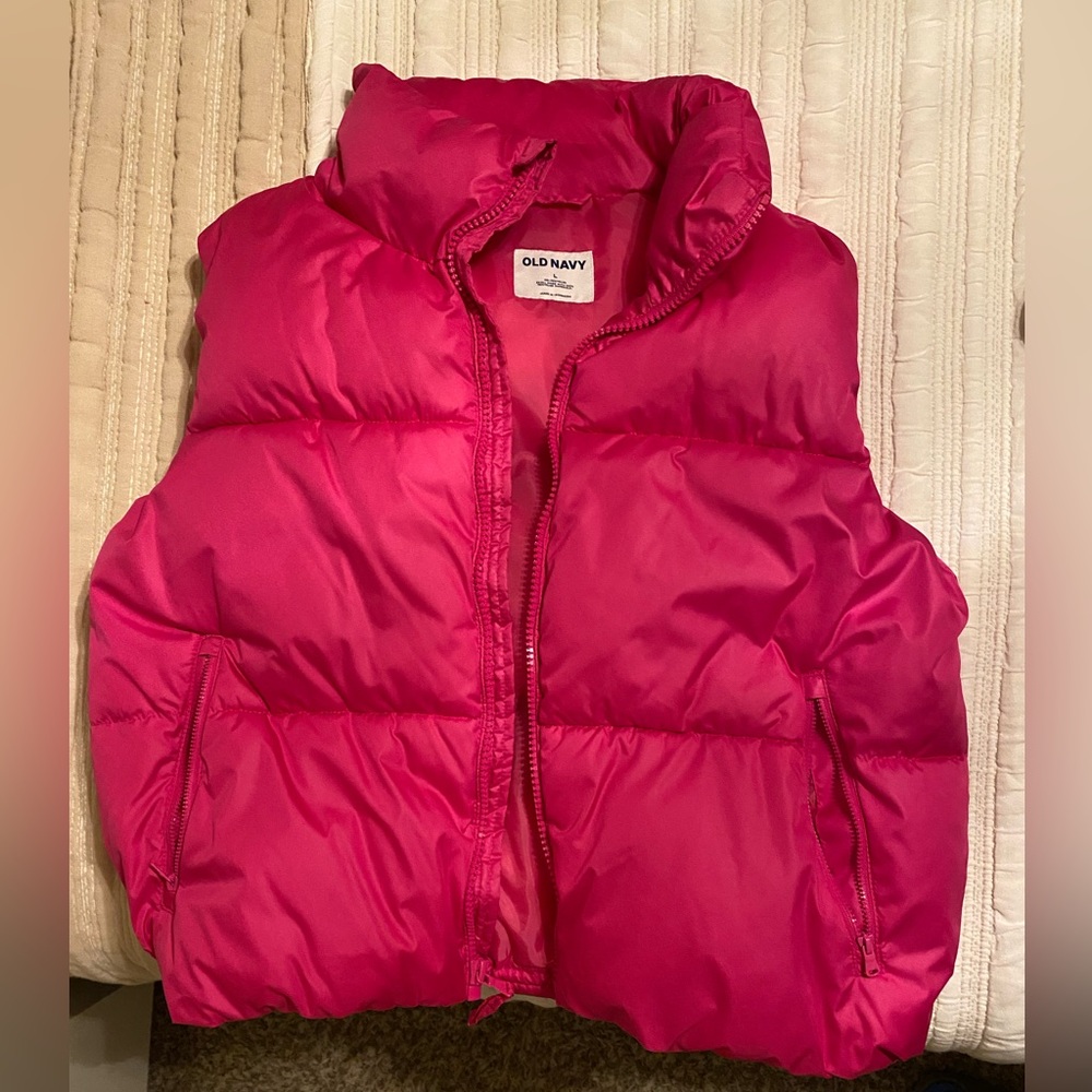 Old Navy hot pink puffer vest